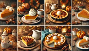 apple pie, pumpkin cake and pie