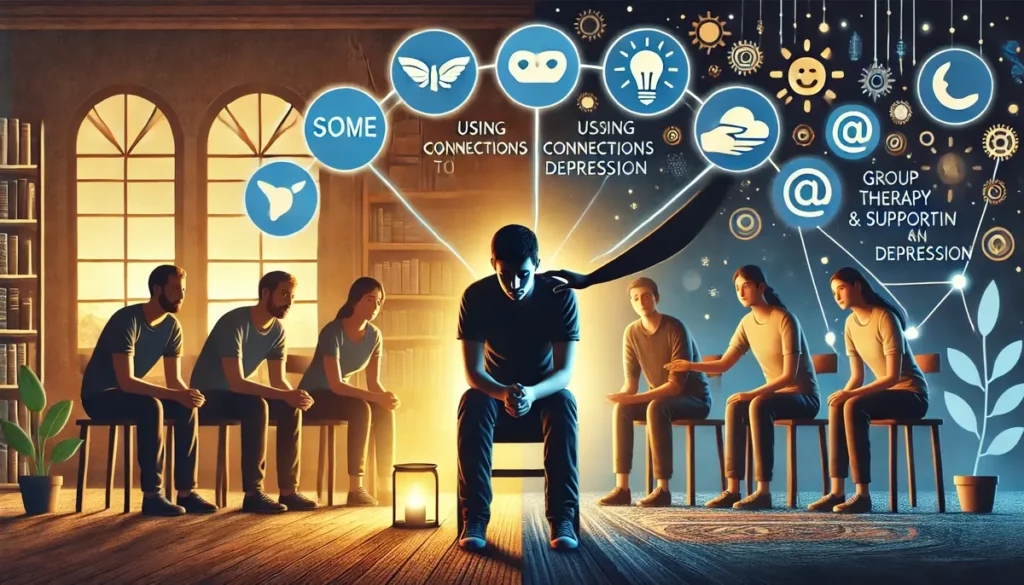 illustrating the theme of using social connections to manage loneliness and depression.